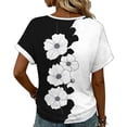 thumbnail image 5 of HomeDM Womens Short Sleeve V Neck Shirts, Trendy Floral Summer Loose Fit Casual Tee Tops, 5 of 6