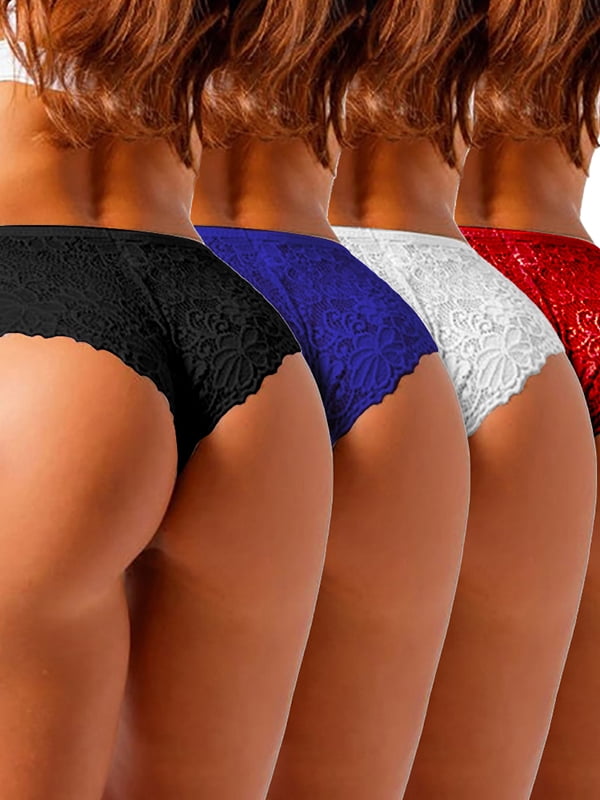 Skksst 4 Pack Womens Sexy Lace Knickers Briefs Seamless Underwear Panties