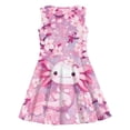 thumbnail image 5 of Bobifish Big Girls Dress Round Neck Sleeveless Skater Dress A-Line Waist Axolotl Cherry Blossom Printed Sundress, 5 of 5
