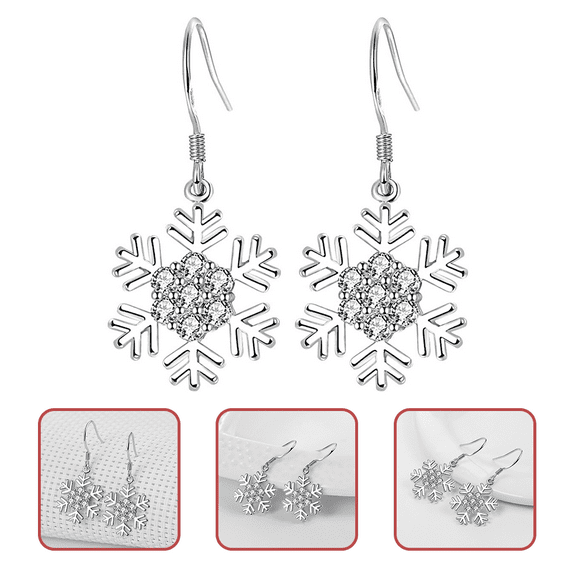 LOLIPPYY 1 Pair Christmas Snowflake Dangle Earrings, Alloy Plated Holiday Jewelry for Festive Outfits and Seasonal Wear