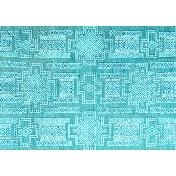 Ahgly Company Indoor Rectangle Abstract Light Blue Modern Area Rugs, 5' x 8'
