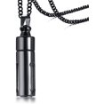 thumbnail image 1 of Recipiente de vidrio de acero inoxidable Tubo Urna Recuerdo Cremación Cenizas Collar con colgante conmemorativo para hombres Mujeres 1 * Colgante, Negro Feliz Sencillez, 1 of 5
