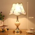 thumbnail image 3 of Lámpara de escritorio de cristal Simple de estilo europeo, lámparas de noche para dormitorio de tela Retro, luz de mesa de hierro forjado clásica, iluminación nocturna de lujo, 3 of 5