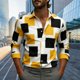 thumbnail image 2 of Ceisia Men's Red-Blue Wave Print Shirt | Stretchy Slim Long-Sleeve Turndown Collar Casual Top Gift, 2 of 5