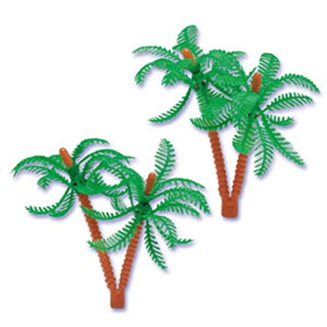 Oasis Supply Cupcake/Cake Decorating Double Palm Tree Topper, 5Inch, Assorted Colors, Set of 12