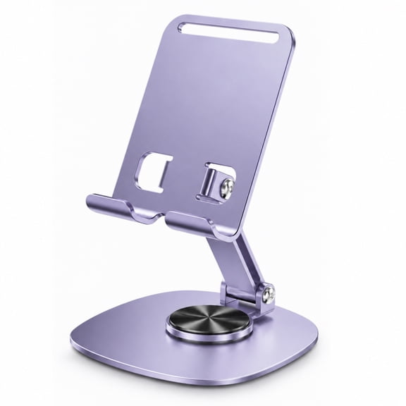 Phone Stand for Desk, 360 Degree Rotating Dual Adjustable Foldable Aluminum Cell Phone Holder, Anti-Slip Base, for Home Office, Fits 4-8 Inch Phones