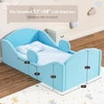 thumbnail image 2 of Toddler floor bed with removable safety rails, suitable for both boys and girls, standard crib size, soft-padded safety mattress, low-profile design (Blue)., 2 of 9