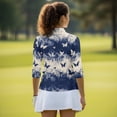 thumbnail image 5 of Uorisanigo Blue Butterfly Women's 3/4 Sleeve Golf Top with Zipper Comfortable Breathable Women's Dry-Fit Golf Polo Shirts Casual Soft Polyester Spandex Fabric Fashion Workout Tops, 5 of 7