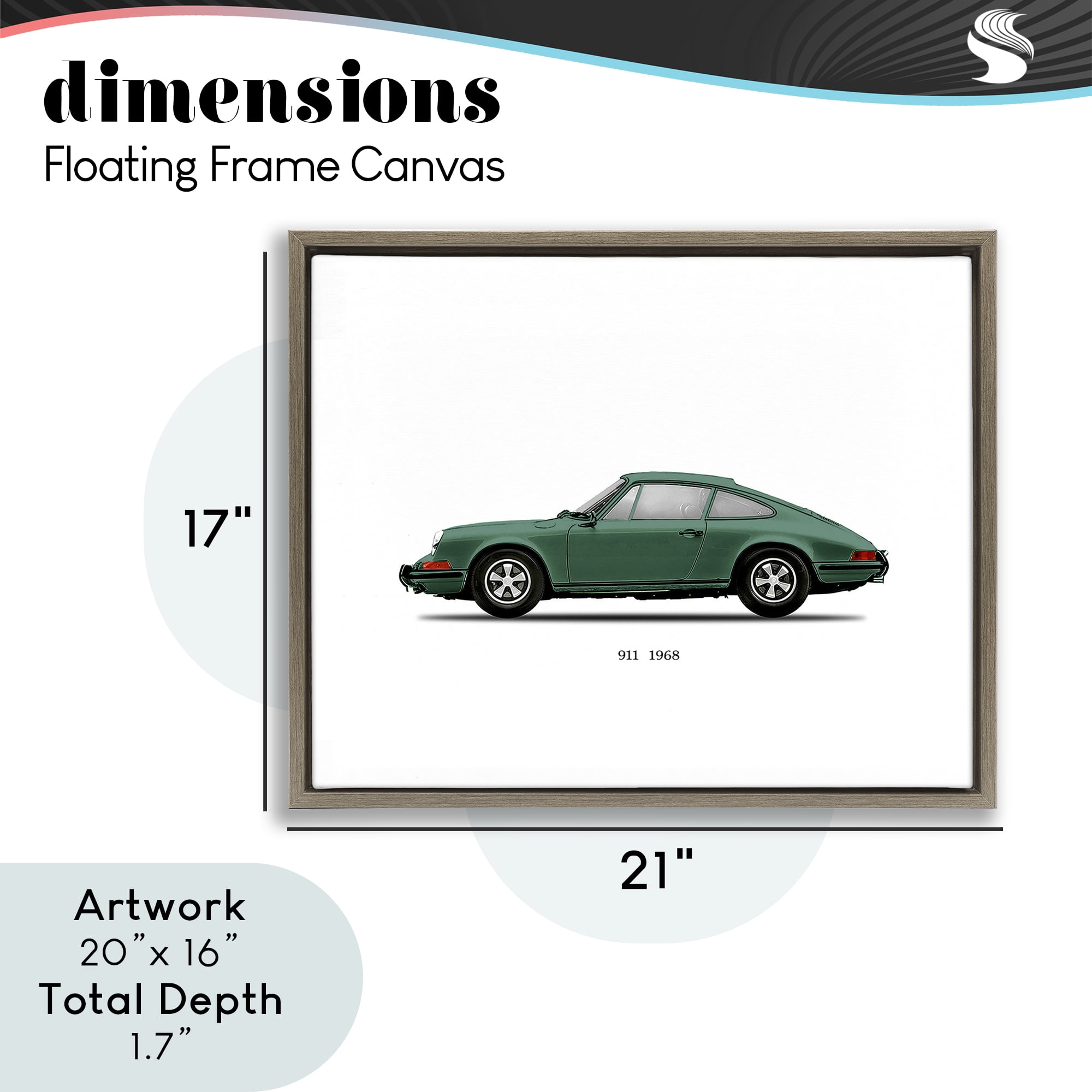 Stupell Industries Green Vintage Car Model Brown Framed Floater Canvas Wall Art, design by Mark Rogan