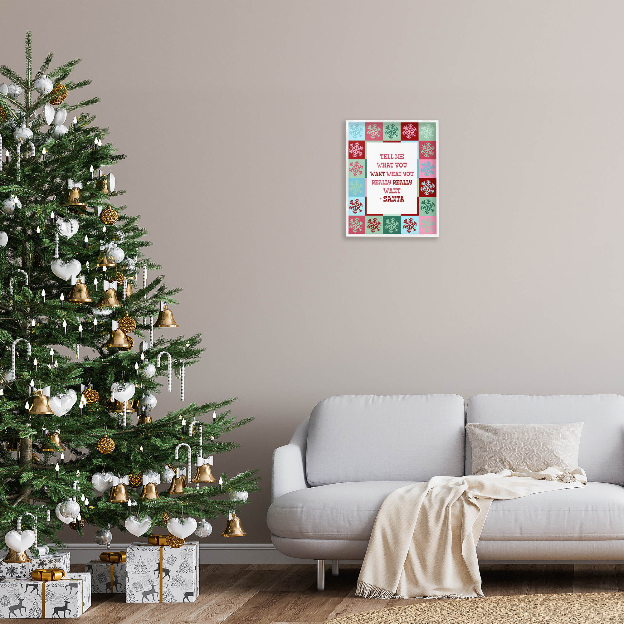 Stupell Industries Funny Santa What You Want Holiday Painting White Framed Art Print Wall Art, 16 x 20