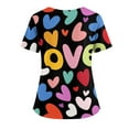 thumbnail image 3 of Valentines Scrubs Top for Women Plus Size Loose Short Sleeve Cute Love Hearts Graphic Scrubs Hoilday V Neck Scrub Shirts Nursing Uniform Medical Nurse Workwear with Pockets Multicolor 5XL, 3 of 4