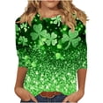 thumbnail image 2 of Xuyuer Womens 3/4 Sleeve St. Patrick's Day T-Shirts Crew Neck Spring Graphic Tee Tops Cute Tunic Tops Basic Tees Blouses Business Work Tee Top Merry and Bright Graphic Tee Tops, 2 of 6