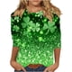 thumbnail image 2 of RKSTN 3/4 Length Sleeve Womens Tops Oversized Crewneck St Patricks Day Lucky Shamrocks Graphic Print T Shirt Womens Casual Plus Size Round Neck Loose Irish Festivities Three Quarter Sleeve Shirt, 2 of 6