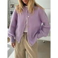 thumbnail image 2 of Cardigan Uni pour Femme, Duveteux, à Manches Longues, Chandail à Boutons, 2 of 7