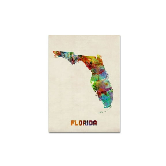 "Florida Map" Canvas Wall Art by Michael Tompsett