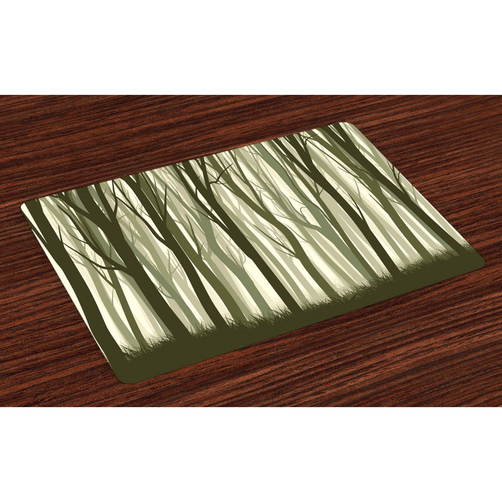 Forest Placemats Set of 4 Mother Nature Theme Illustration of Mystical
