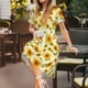thumbnail image 3 of Disketp European-style Pattern Sunflower para Vestido de Manga Corta para Mujeres, Vestidos de Verano para Mujeres, Casual y Holgado para la Playa, 3 of 6