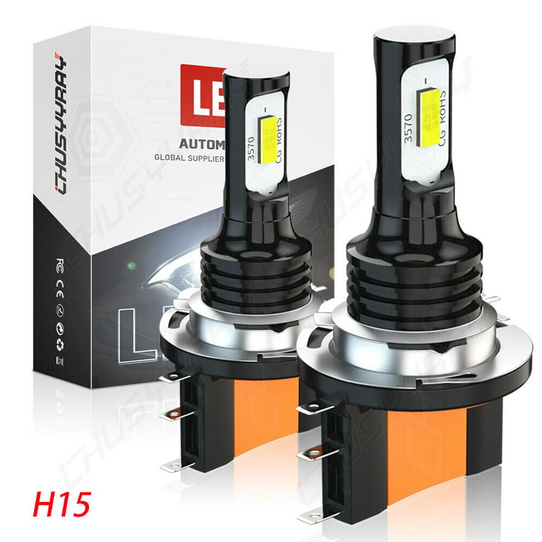 2x H15 LED Headlight Bulbs Low Beam Conversion Kit Cool White 6000K Lamps