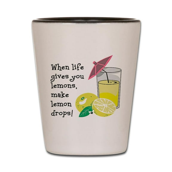 CafePress - Lemon Drop Martini - White/Black Shot Glass, Unique and Funny Shot Glass