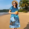 thumbnail image 4 of Fotbe Mountain Cottage In Snow Vestido Largo de Moda para Mujer, Vestido Tipo Camiseta con Manga Corta y Estilo Casual a Rayas y Bloques de Color, 4 of 6