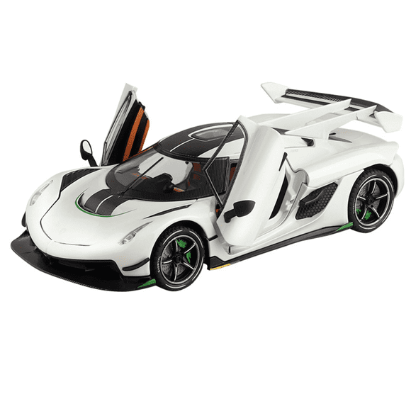 Funtogether Toys 1:24 Scale Die-cast Supercar Model Toy with Lights and Sounds, Pull Back Sports Car with Opening Doors for Kids and Collectors