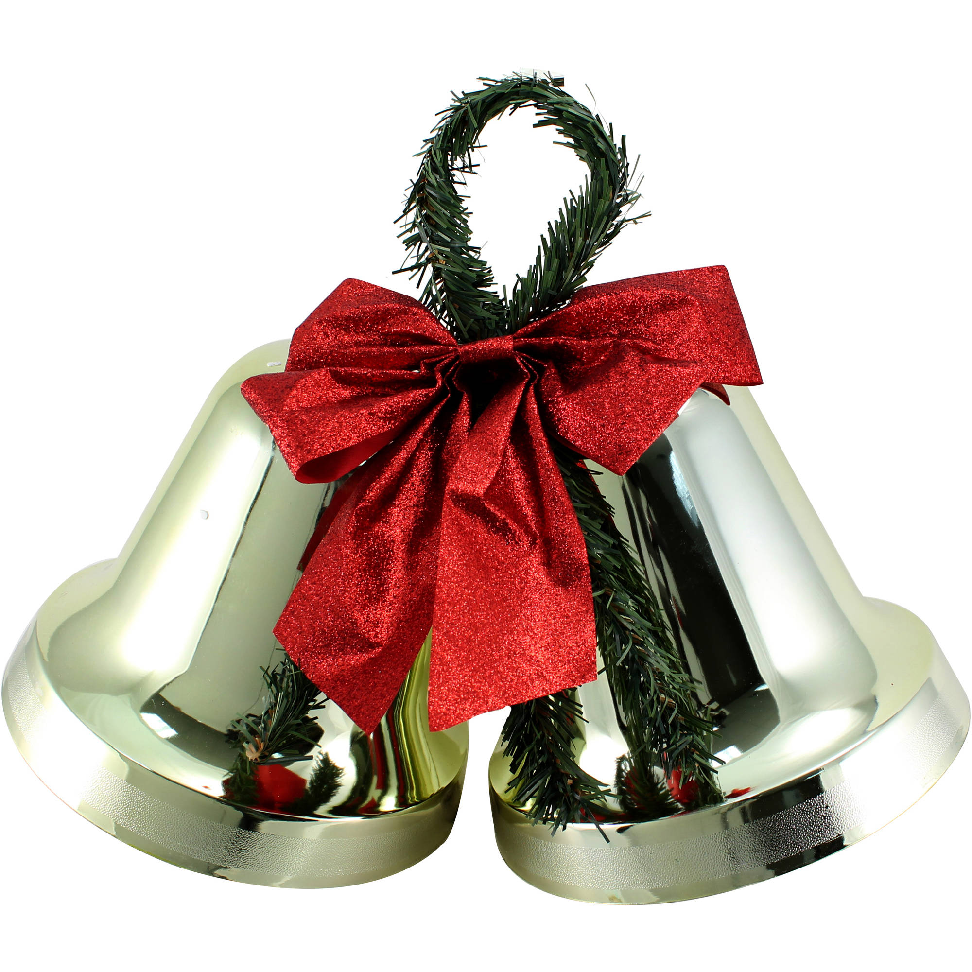 Holiday Time Christmas Decor 9.5" Double Bell Gold, Indoor / Outdoor Use - Walmart.com - Walmart.com