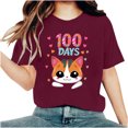 thumbnail image 1 of Camisetas de Cuello de Tripulación de Manga Corta para Mujeres Carta Impresa Camiseta 95% Poliéster 5% Spandex, Manga Corta Cuello Redondo Top Casual para Diario, 1 of 5