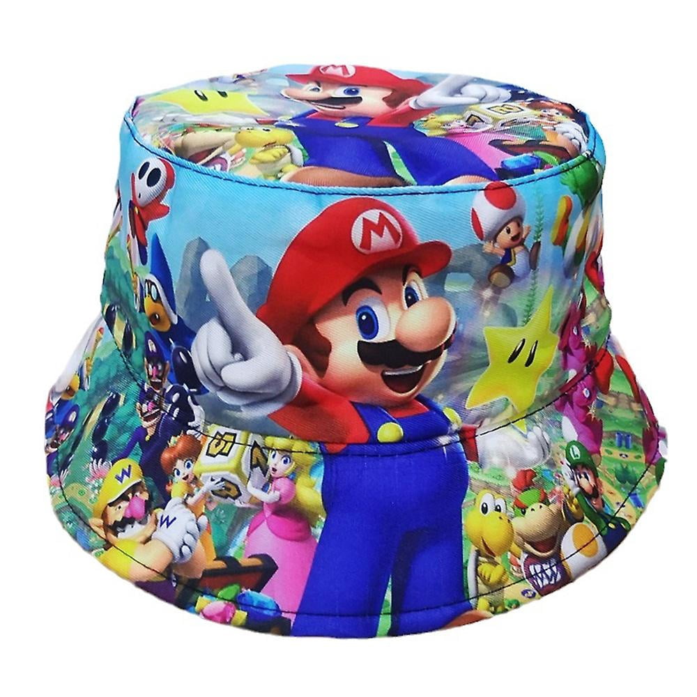 Reversible Super Mario Kids Boys Girls Beanie Sunhat Bucket Hat Fisherman  Hat Caps