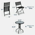 thumbnail image 3 of Best Choice Products 3-Piece Patio Bistro Dining Furniture Set w/ Glass Tabletop, Folding Chairs - Black, 3 of 10