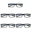 5 Packs Unisex Fashion Rectangular Reading Glasses Blue Light Blocking Readers for Men Women +2.00