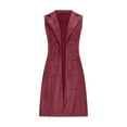 thumbnail image 5 of 2025 Women's Sleeveless Suede Long Vest Casual Lapel Open Front Vest Casual Fashion Work Vests with Pockets, 5 of 9