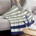 thumbnail image 3 of Striped Anchor Blanket Soft Cozy Warm Throw Blanket for Couch, Plush Fuzzy Flannel Fleece Blankets for Sofa, Navy Blue Nautical Sage Green Geometric Bed Blankets Lightweight Gifts for Women, 30"x40", 3 of 9