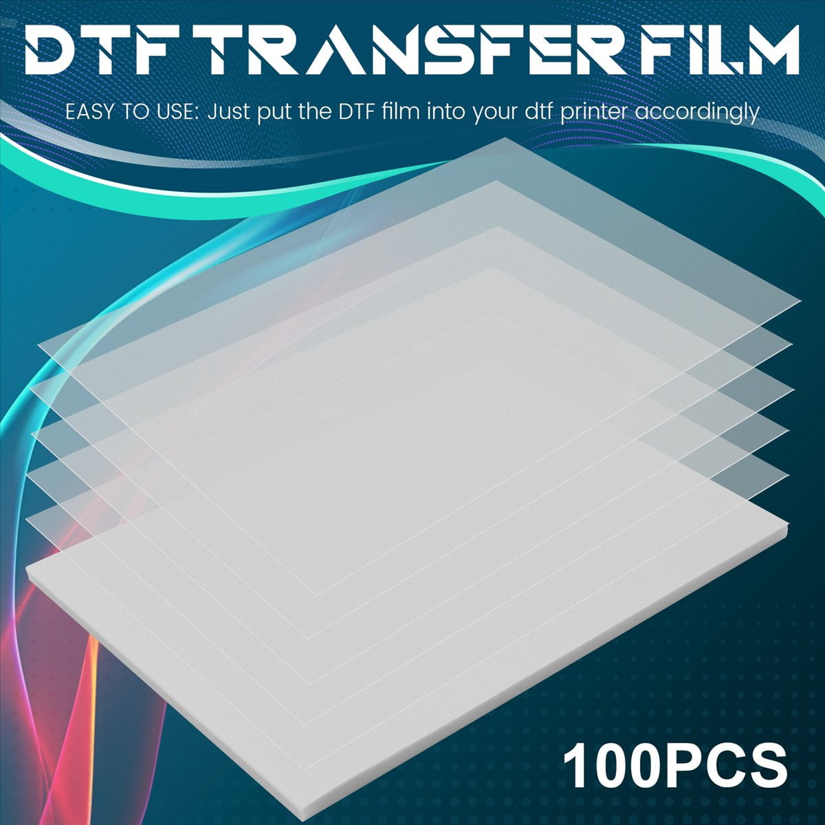 DTF Transfer Film 100 Sheets-A4 PET Heat Paper for DIY Direct on T-Shirts.Socks,Bags, 8.3 inch x 11.7
