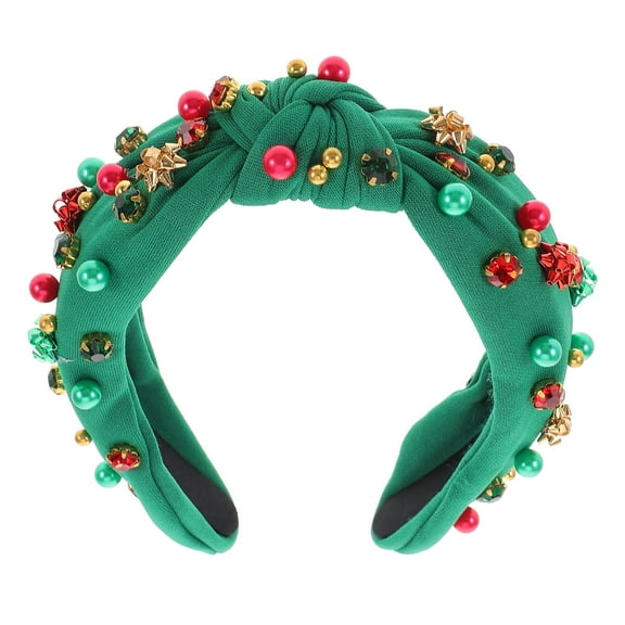 HOOWIFFY Christmas Knotted Headband Green, Holiday Hair Accessory for Women, Festive Headwear for Holiday Gatherings, 1 Set