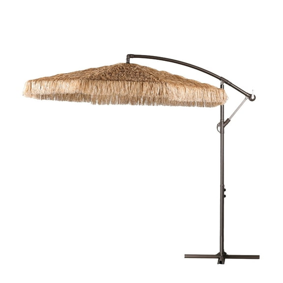 Aoodor Patio 9 ft Thatch Tiki Umbrella, Outdoor Offset Cantilever Umbrella