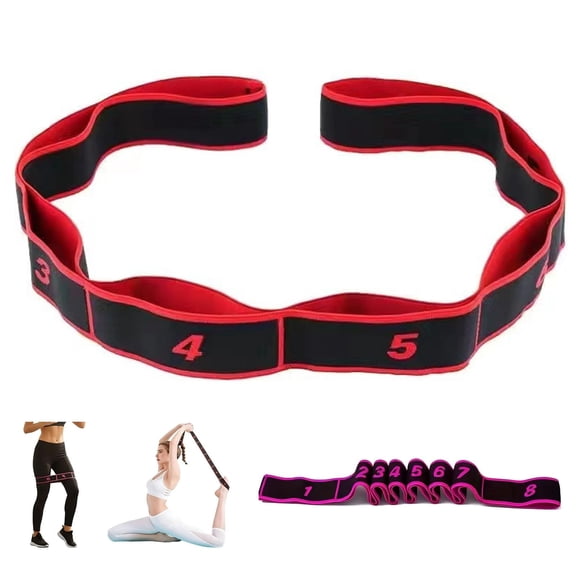 Numbered Resistance Bands for Glutes, 8-Section Elastic Stretch Strap for Full Body Stretching and Yoga, Home Fitness Training for Flexibility