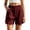 Wine, variant on hoksml Women's Cotton Scallop Hem Shorts - Elastic Waist with Pockets, Casual Summer Shorts