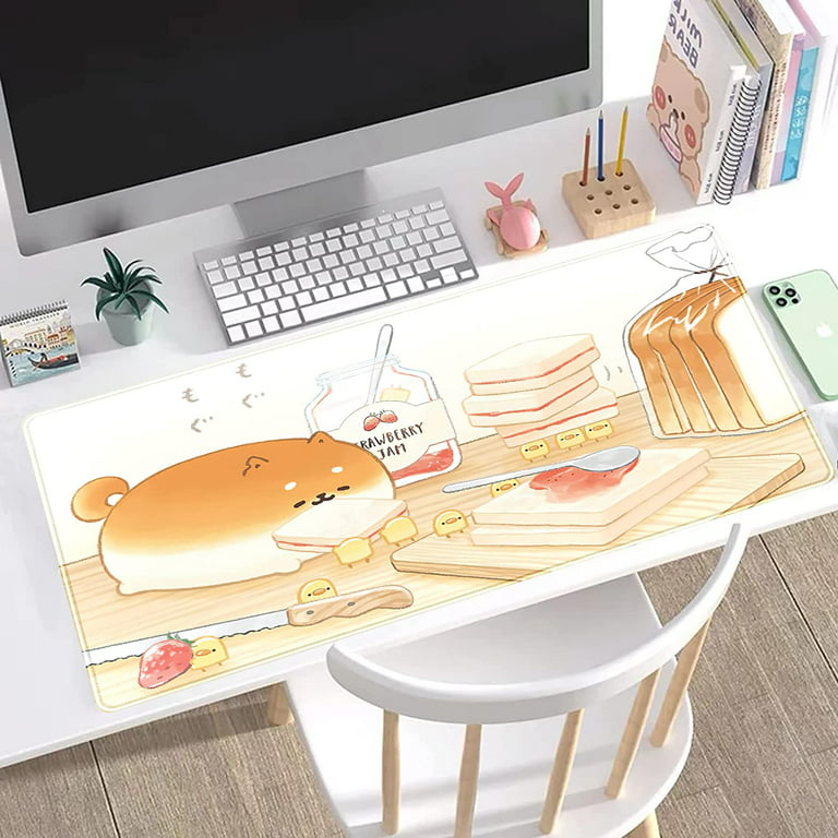 Cute Desk Mat Anime Cartoon Desk Pad Mouse Pad Kawaii Large Yellow Shiba  Inu Gaming Mousepad XXL Laptop Keyboard Desktop Writing Pad Stitched Edge Desk  Accessories for Girls Students 31.5''''X15.7'''' 
