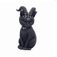 thumbnail image 1 of 1-Piece Mysterious Cat Statue, Sheep Horn, Black Decorative Resin Craft Ornament, Halloween Garden Ornament, Altar Guardian, 1 of 5