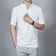 thumbnail image 4 of Handshe Men's Short - Sleeved Cotton - Linen Blend Stand - Collar Slim Fit T - shirt, 4 of 6