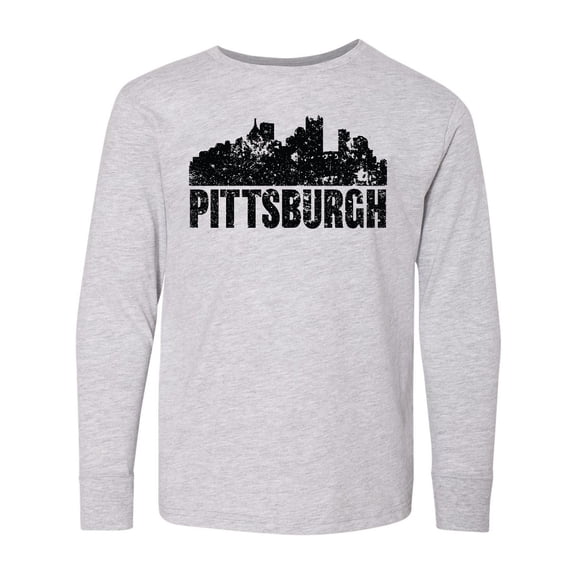 Inktastic Pittsburgh Skyline Grunge Long Sleeve Youth T-Shirt