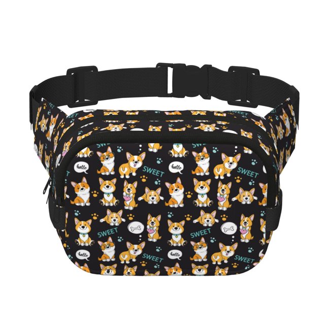 Easygdp Cute Dogs Corgi Fanny Packs para Mujeres y Hombres, Bolsa de Cinturón, Bolsos de Cruz para Trabajo/Correr/Senderismo