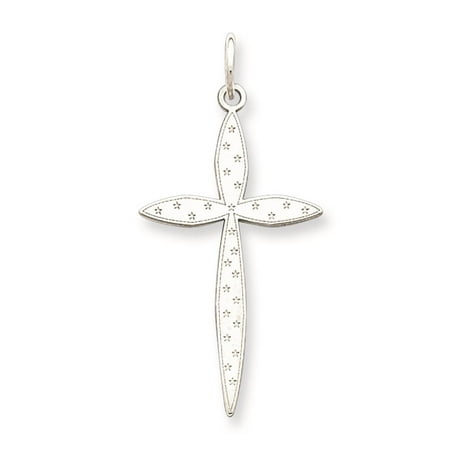 Laser Etched Cross Polished Charm Pendant 925 Sterling Silver