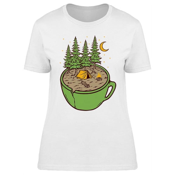 Camping And Cup   T-Shirt Women -Image by Shutterstock, Female XX-Large