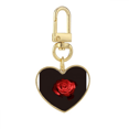 thumbnail image 1 of Rosa con espinas Llavero de metal en forma de corazón dorado, 1 of 3