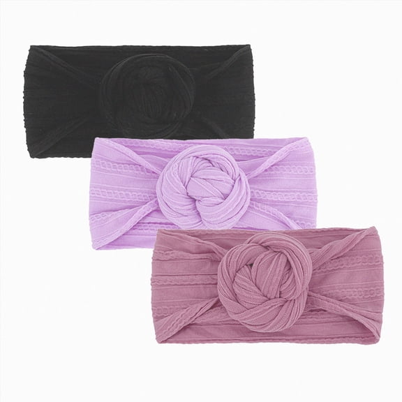WUANDIXFA Newborn Bow Headband 3pcs Baby Girls Bows Headbands Nylon Hairbands Ribbon Bow Accessories for Newborns Infants Toddlers and Kids,Black,One Size