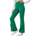 thumbnail image 2 of WQNVRNR Girls Flared Pants Slimming Casual Elastic High Waist Ruffle Hem Kids Long Pants Green 6 Years, 2 of 6
