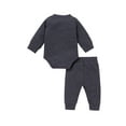 thumbnail image 4 of Qiylii 2Pcs Toddler Outfits, Henley Neck Long Sleeve Romper + Casual Pants, 4 of 9