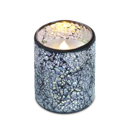 flameless operated timers pillar splendor candle battery led silver