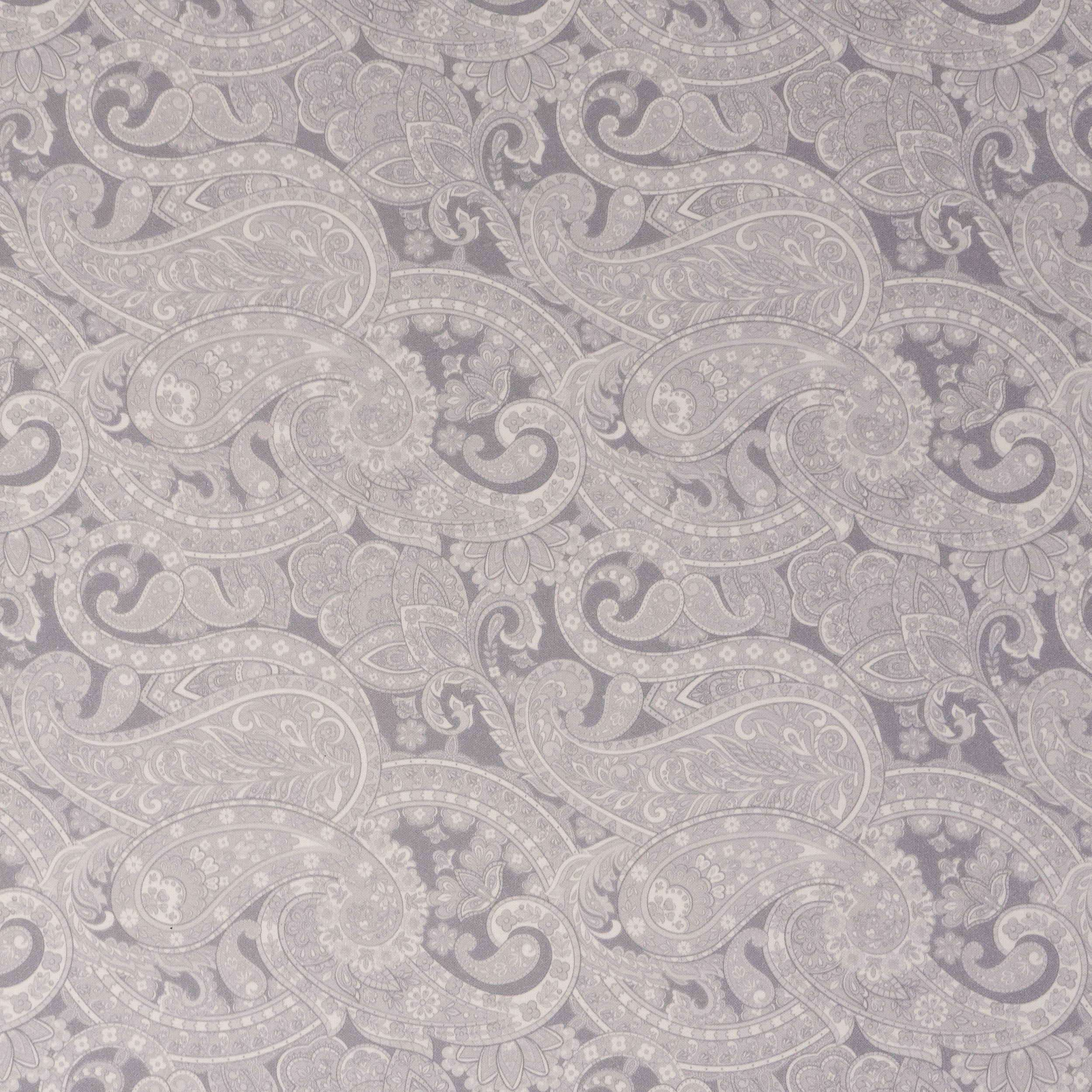 Roc-Lon 100% Cotton, 108" Wide, Quilt Backing, Prints, Paisley Grey, Cut By Yard